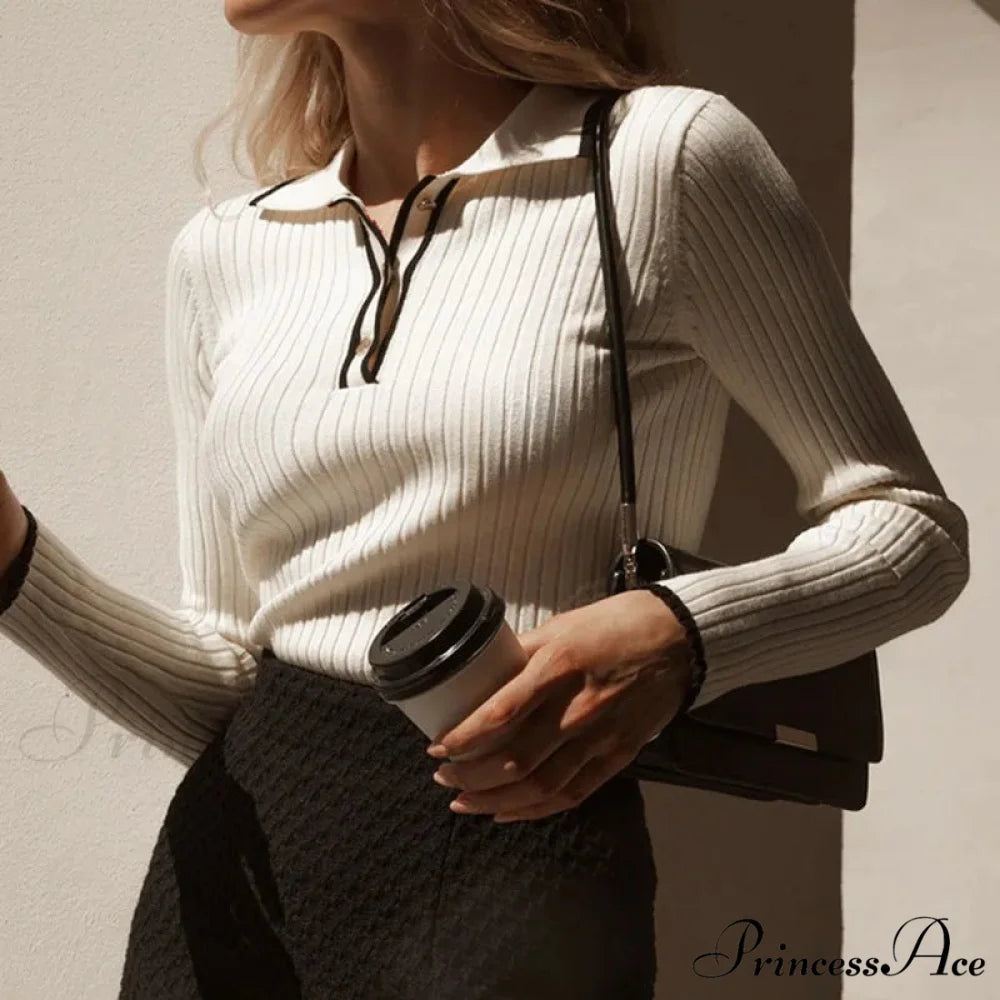 Long Sleeve Patchwork Multicolored Jumper WHITE / S swraters-241228