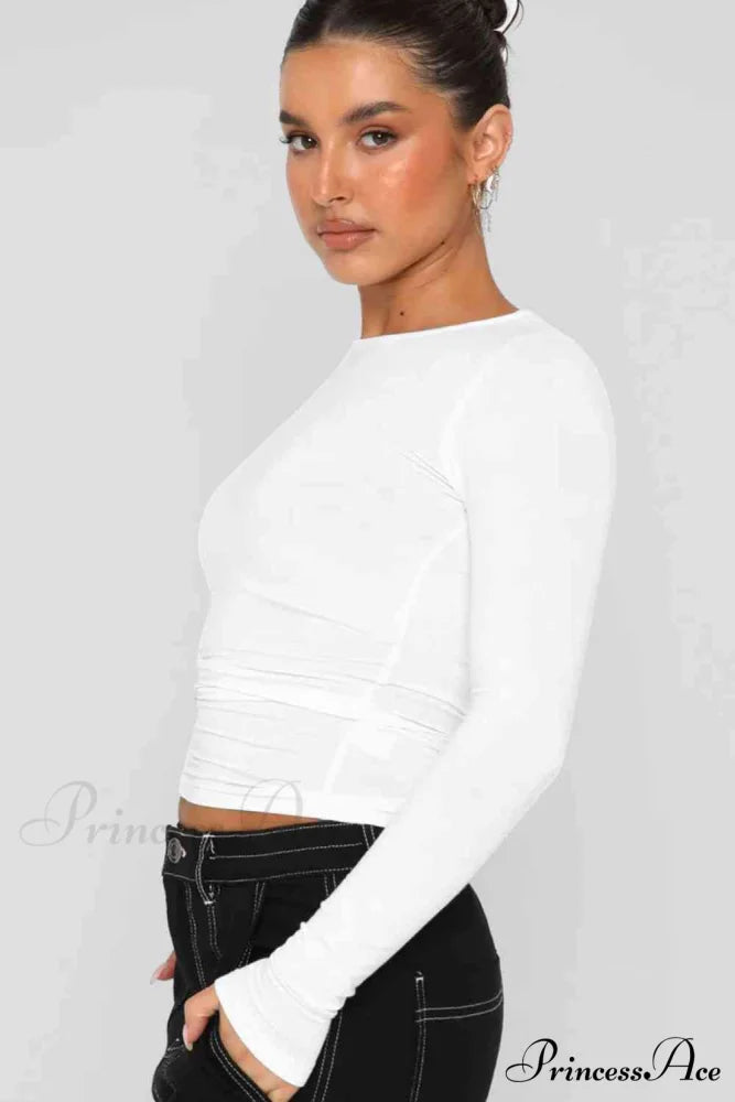 Long-Sleeve Round with Top Bodycon Neck