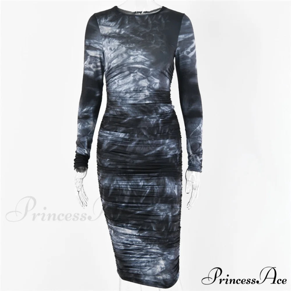 Long Sleeve Sexy Bodycon Winter Dress Black / S