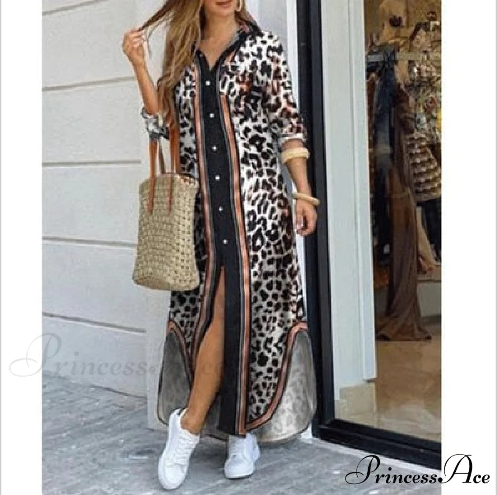 Long Sleeve Shirt Denim Long Dress Auburn / S