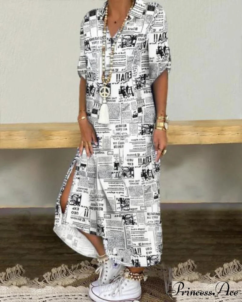 Long Sleeve Shirt Denim Long Dress White 1 / S