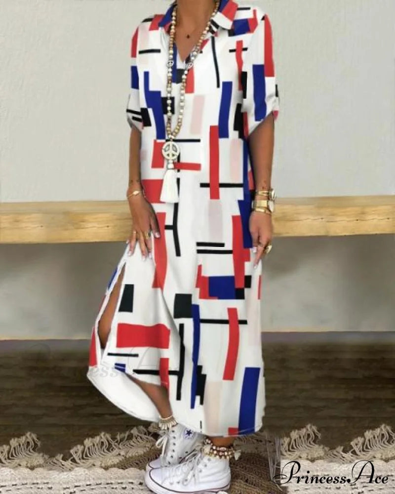 Long Sleeve Shirt Denim Long Dress White 2 / S