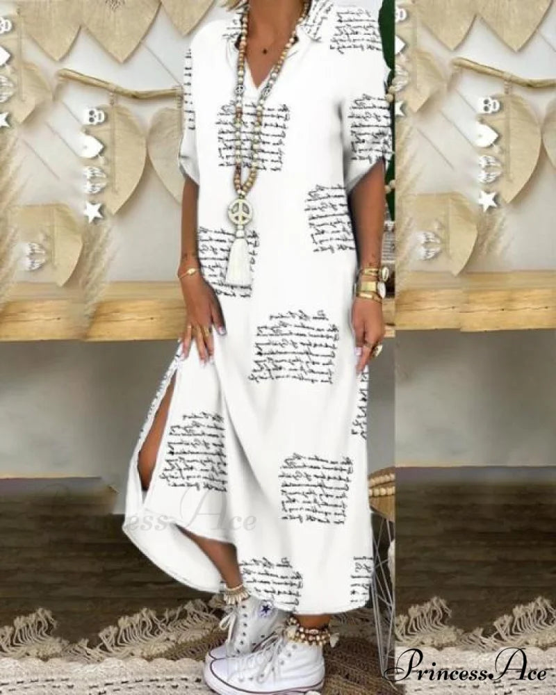 Long Sleeve Shirt Denim Long Dress White 3 / S