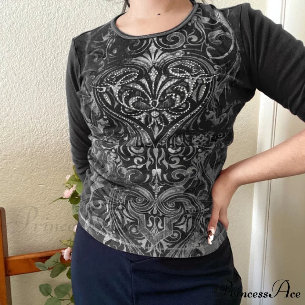 Long Sleeve Slim Fit Pullovers Tees black 5 / S