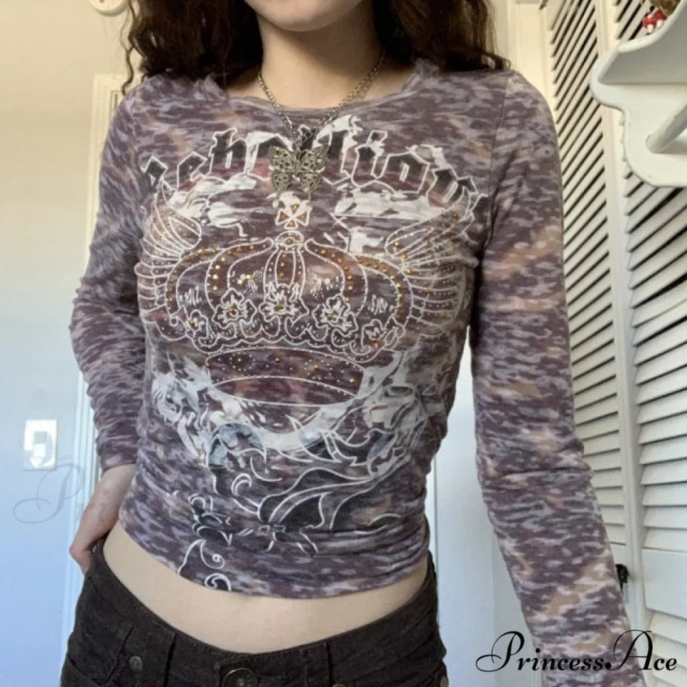 Long Sleeve Slim Fit Pullovers Tees gray 3 / S