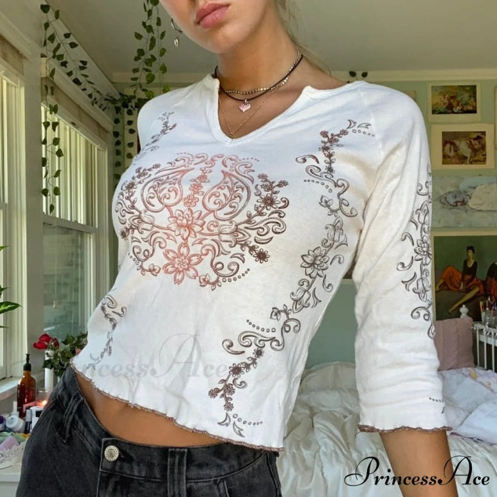 Long Sleeve Slim Fit Pullovers Tees white 2 / S