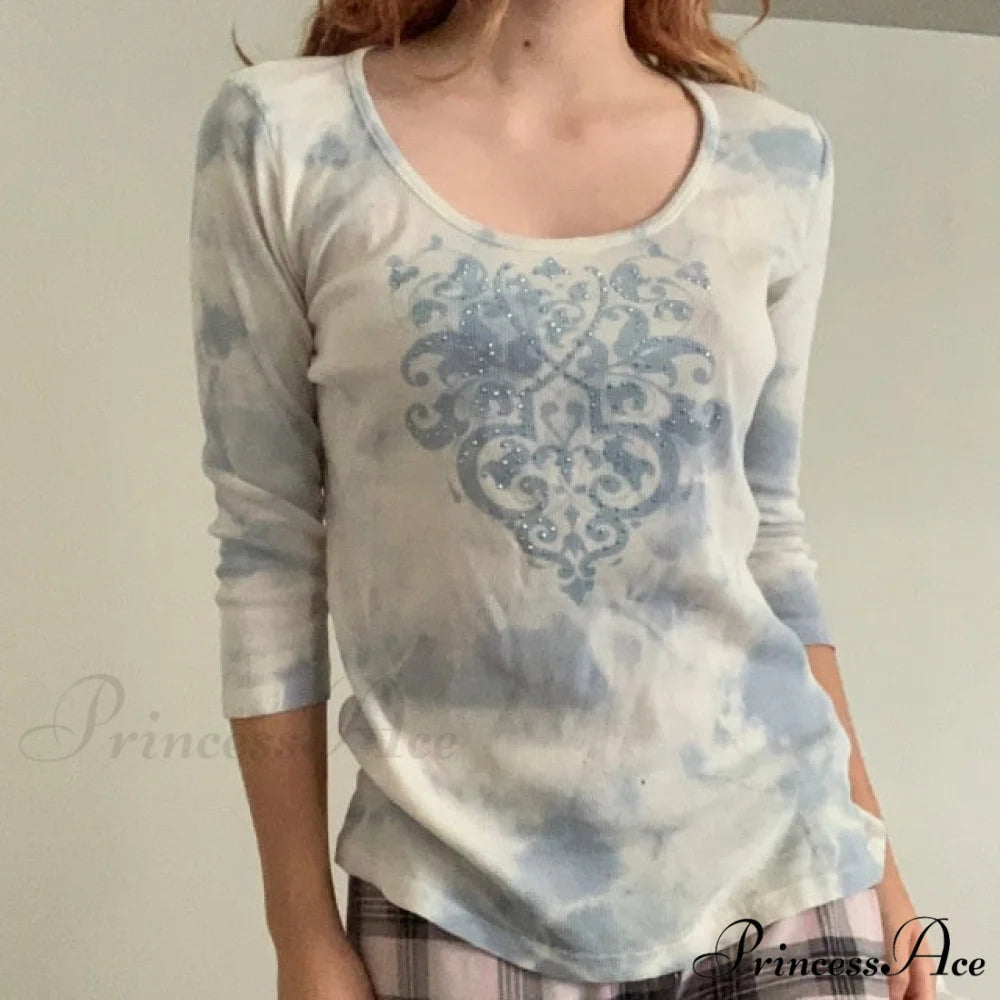 Long Sleeve Slim Fit Pullovers Tees white 3 / S