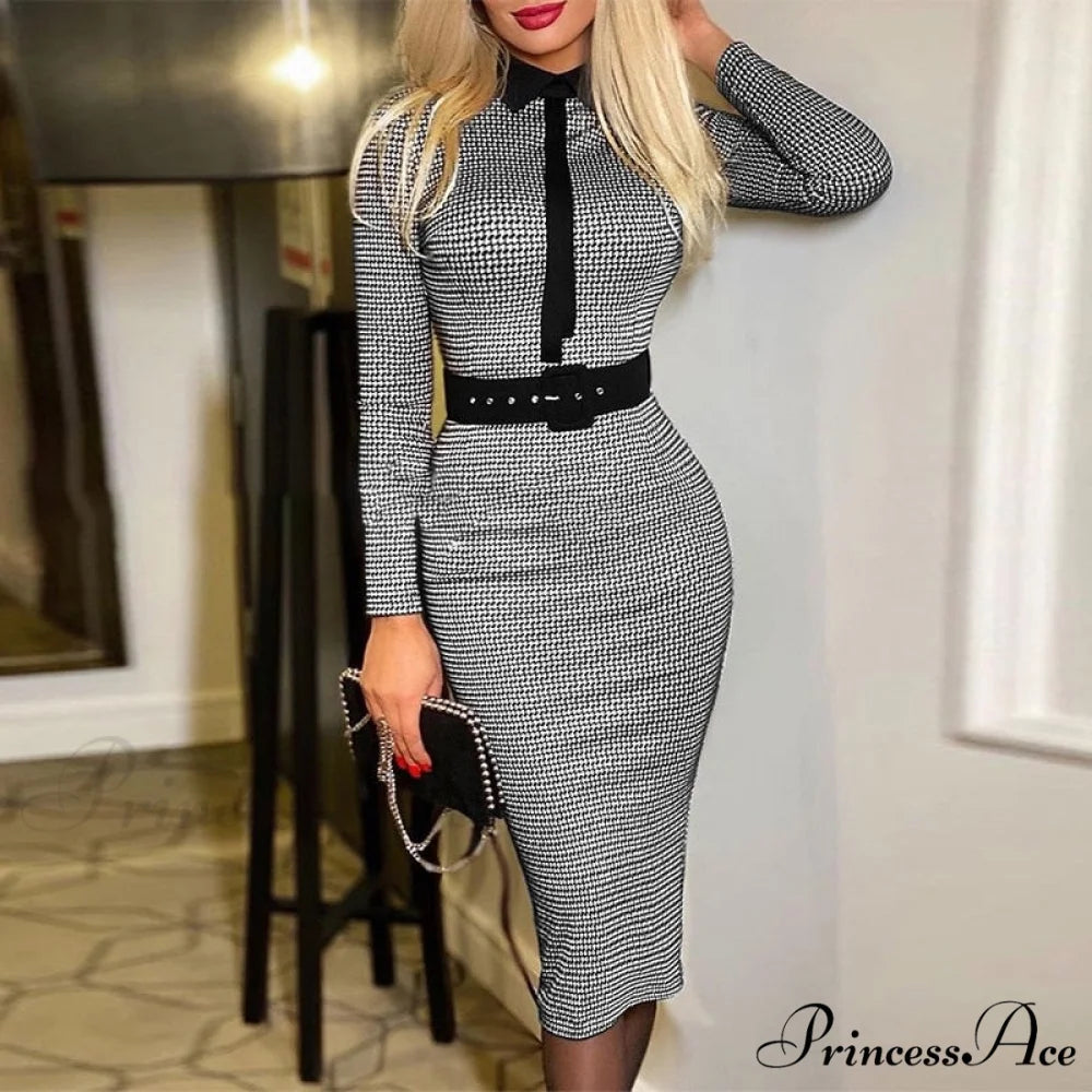 Long Sleeve Slim Fitness Elegant A Line Pencil Dresses