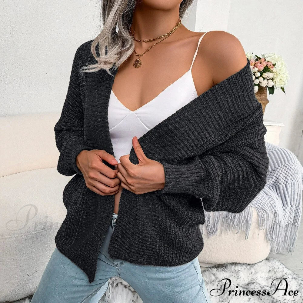 Long Sleeve Solid Color Knitted Cardigan Coat