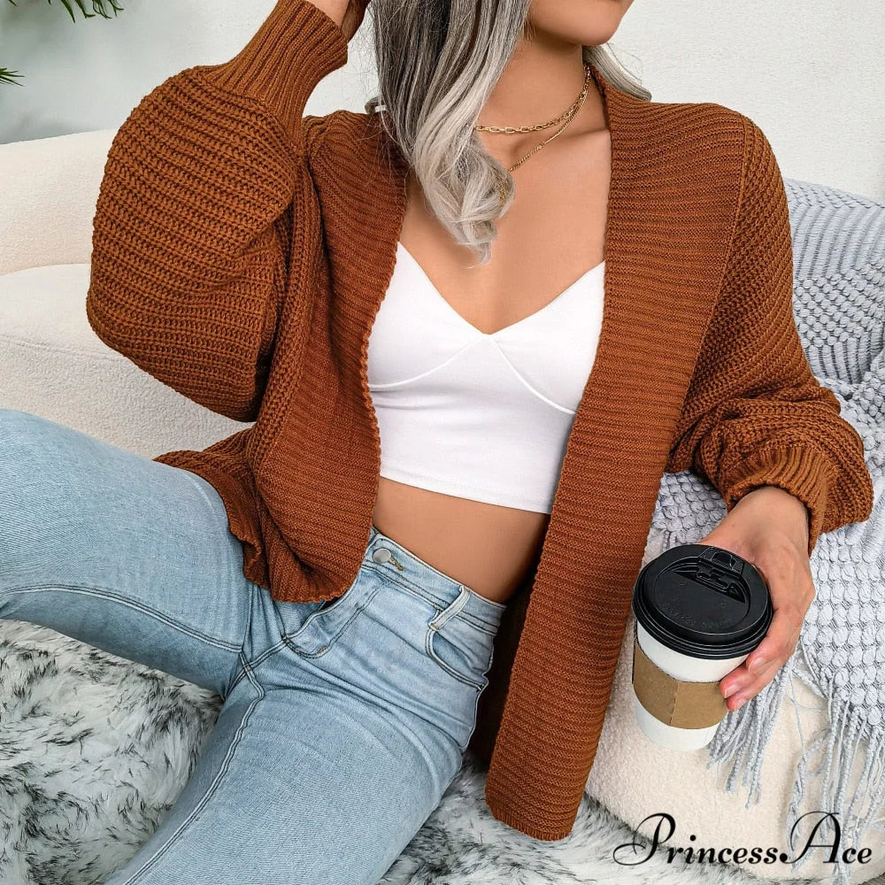 Long Sleeve Solid Color Knitted Cardigan Coat