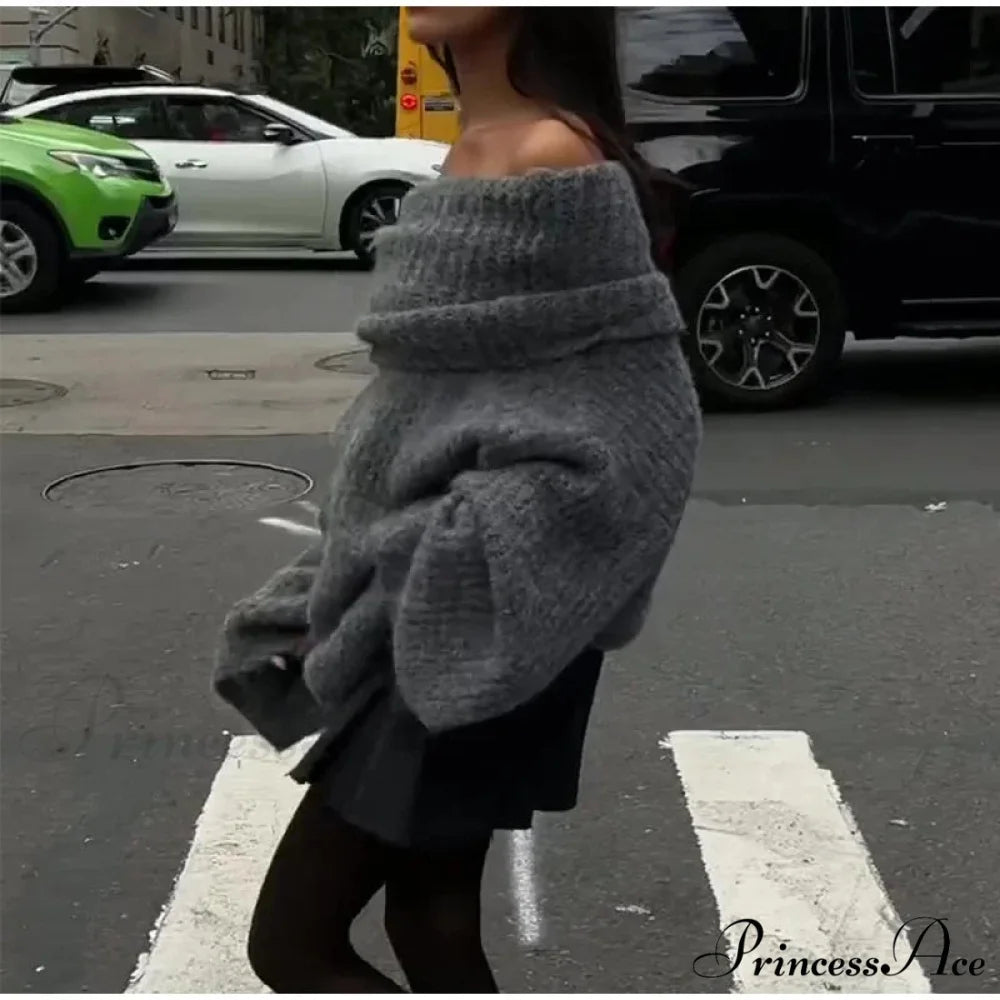 Long Sleeve Stylish Off Shoulder Sweater