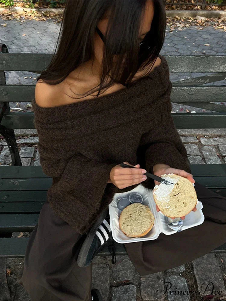 Long Sleeve Stylish Off Shoulder Sweater