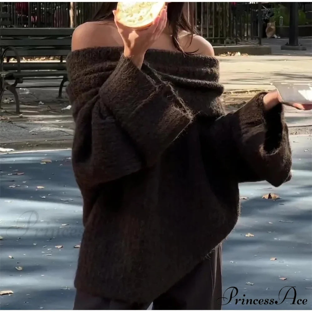 Long Sleeve Stylish Off Shoulder Sweater