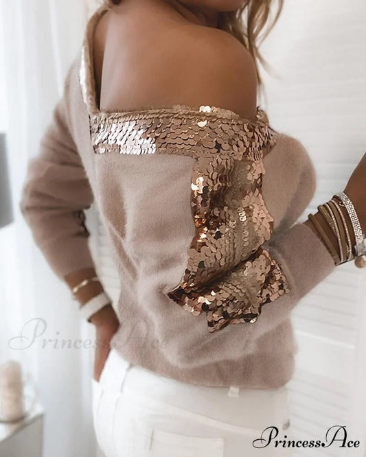 Long Sleeve V Neck Casual Club Party Knitted Sweater