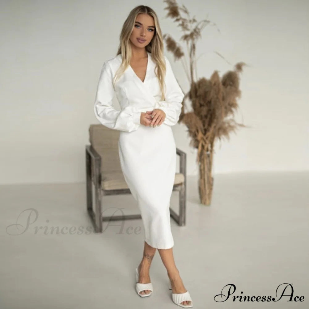 Long Sleeve V Neck Party Club Elegant Dress