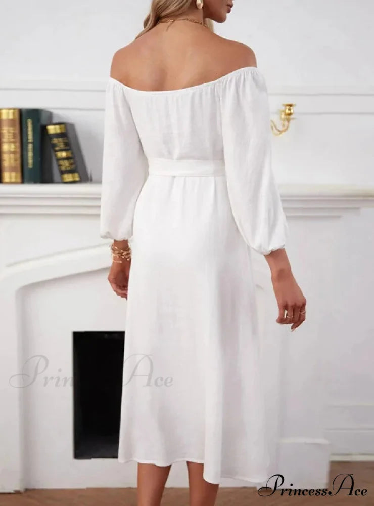 Long-Sleeved Double-Breasted Dress with Slit