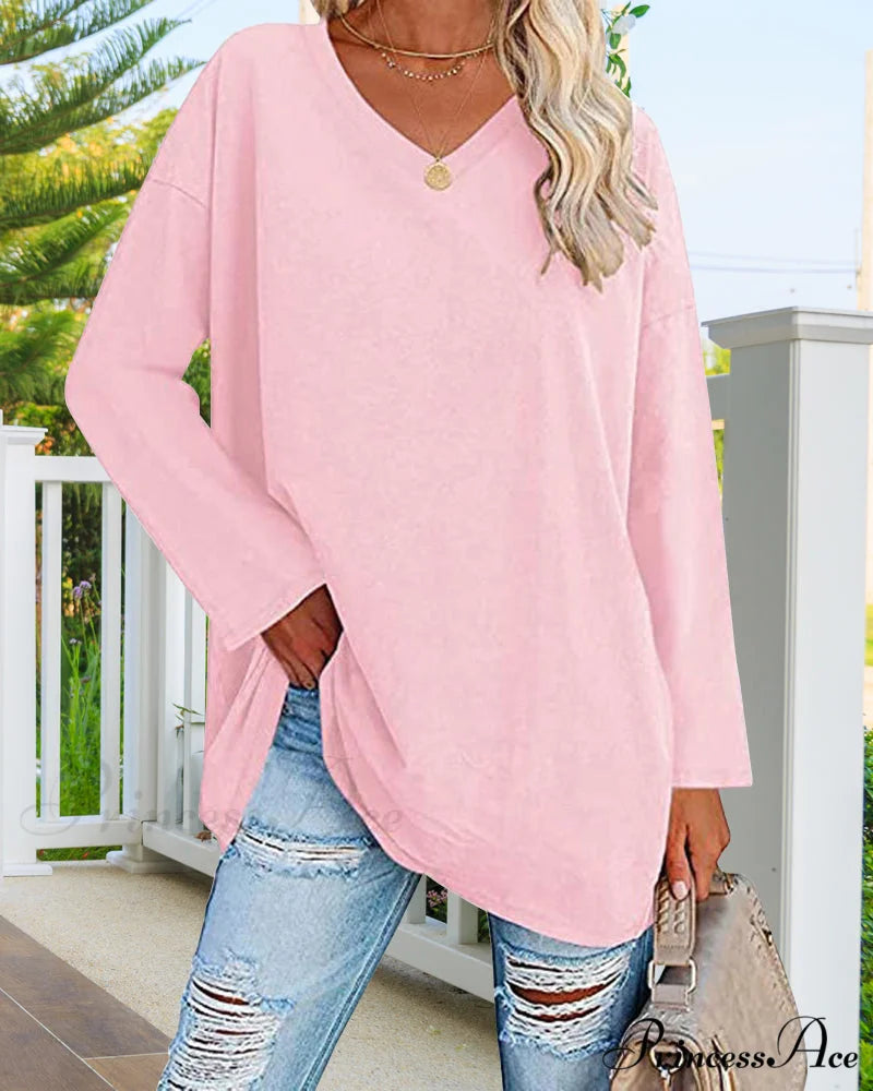 long-sleeved women’s V-neck t-shirt
