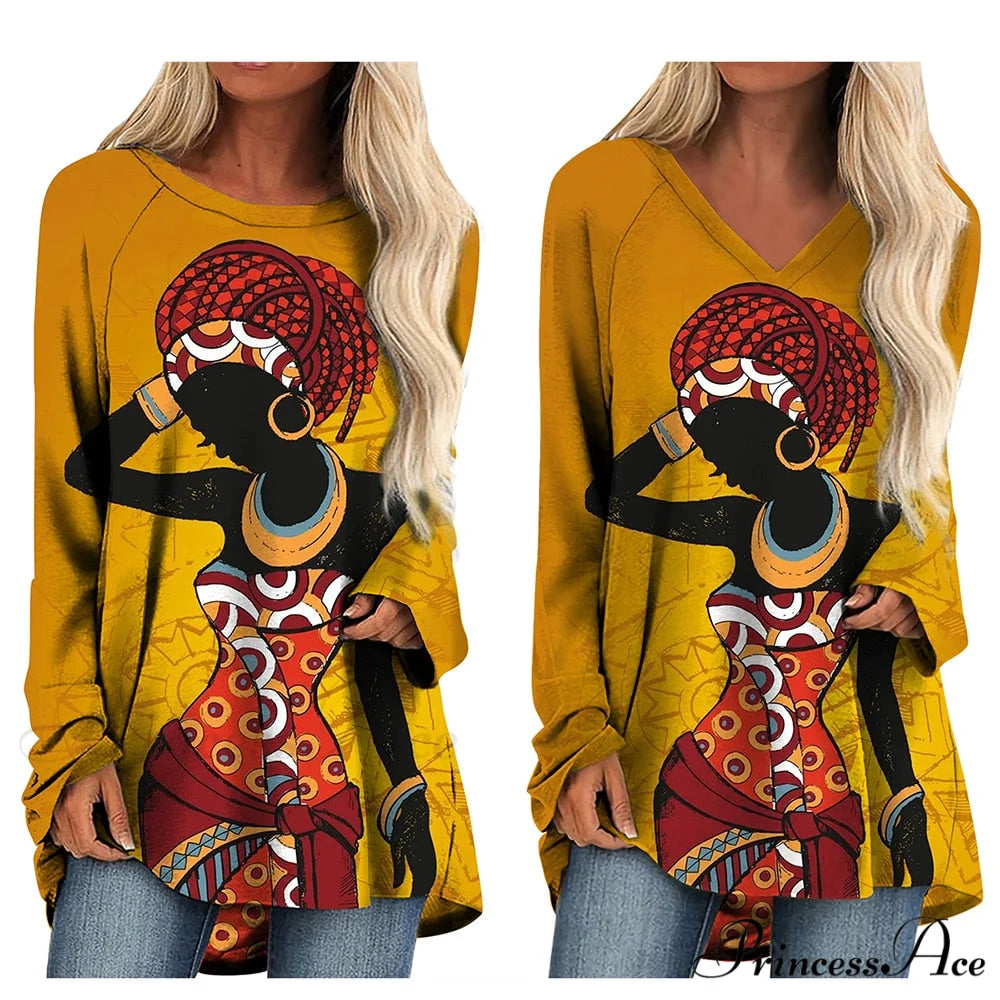 Long Sleeves African Female Pattern Tops
