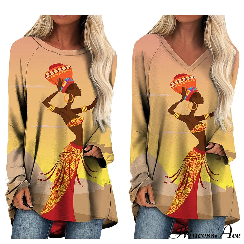 Long Sleeves African Female Pattern Tops