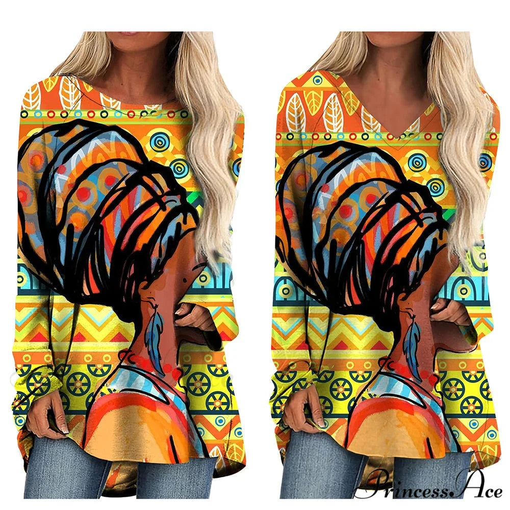 Long Sleeves African Female Pattern Tops