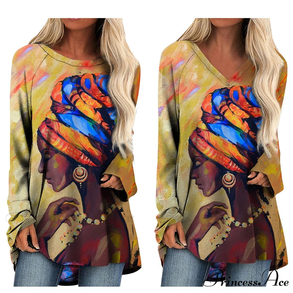 Long Sleeves African Female Pattern Tops