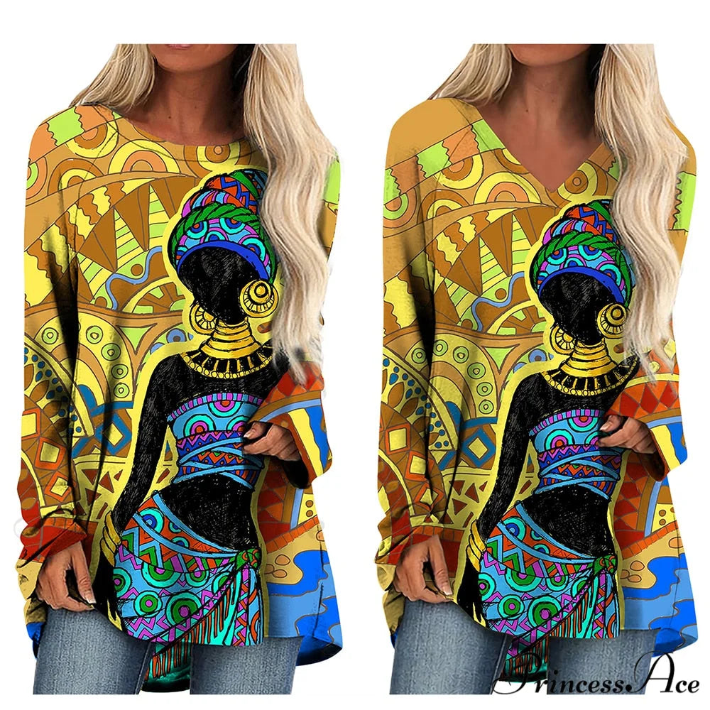 Long Sleeves African Female Pattern Tops