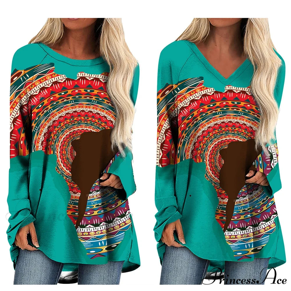 Long Sleeves African Female Pattern Tops