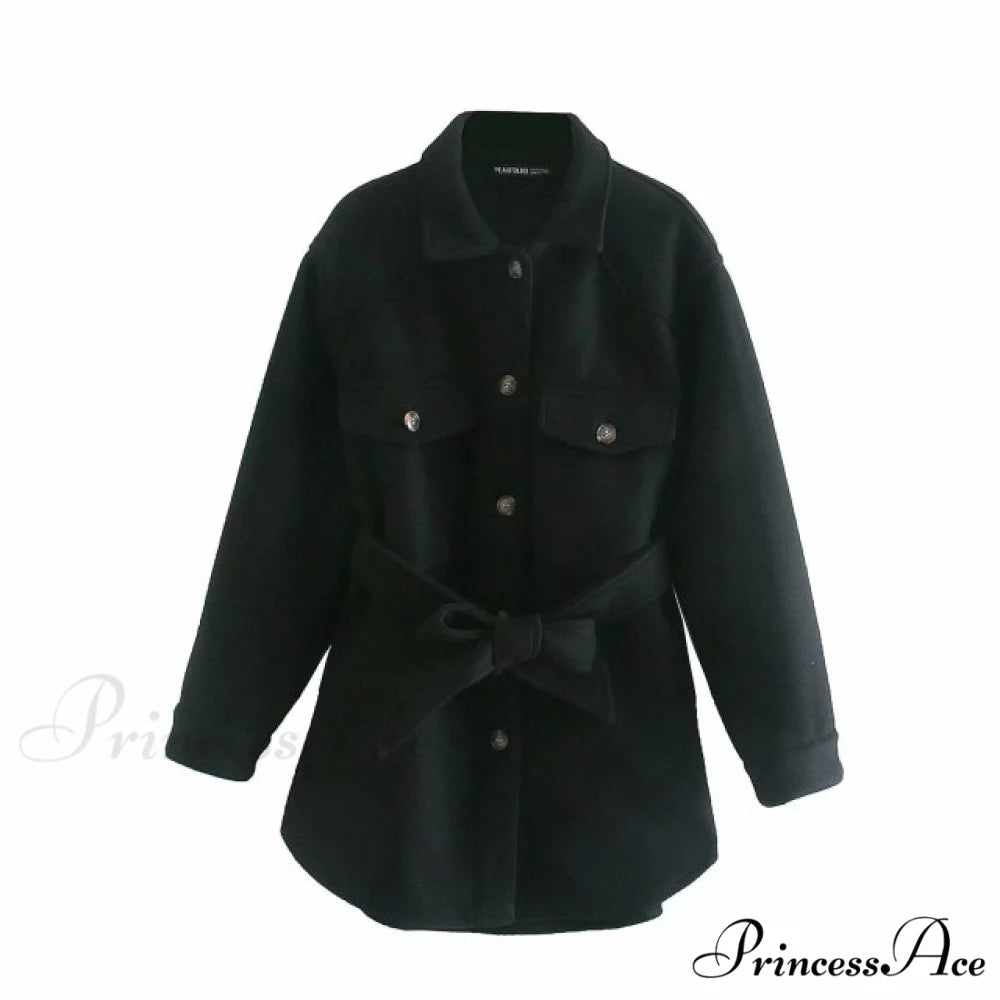 Long Sleeves Thicken Casual Fashion High Street Coat Black / S