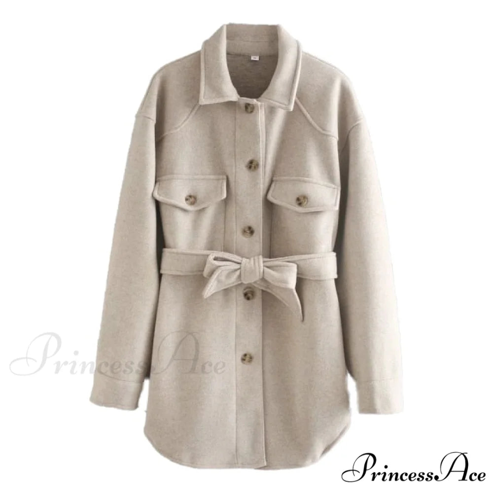 Long Sleeves Thicken Casual Fashion High Street Coat Khaki / S