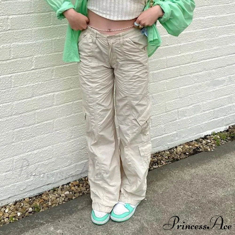 Long Straight Casual Cargo Pants White / S