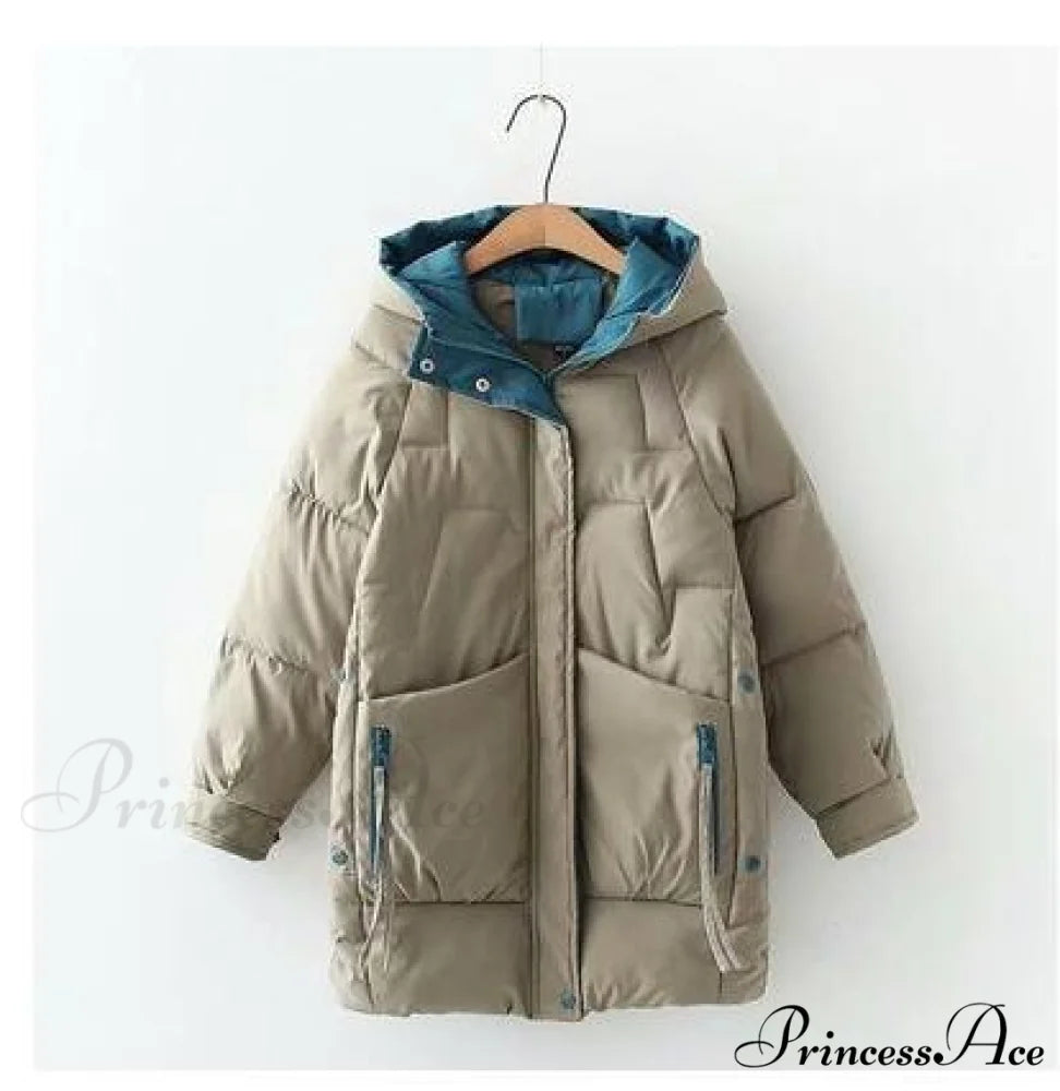 Long Warm Padded Parka Plus Size Coat Green / S