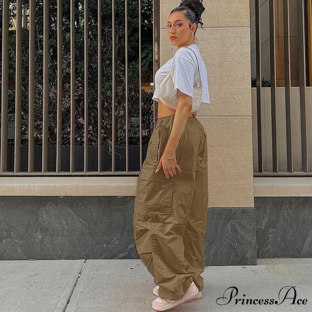 Loose Baggy Jogger Cargo Pants Streetwear Outfits Auburn / XS