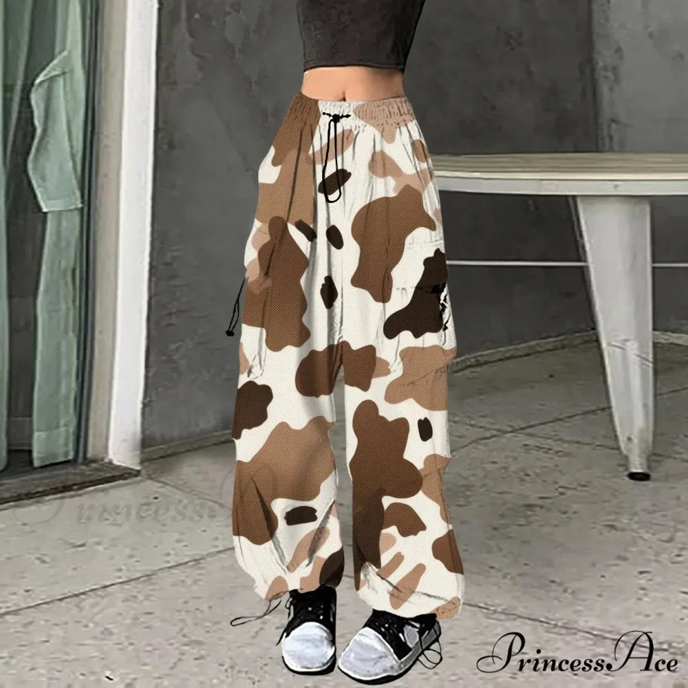 Loose Camouflage Pattern Rap Pants Khaki / S pants-241228