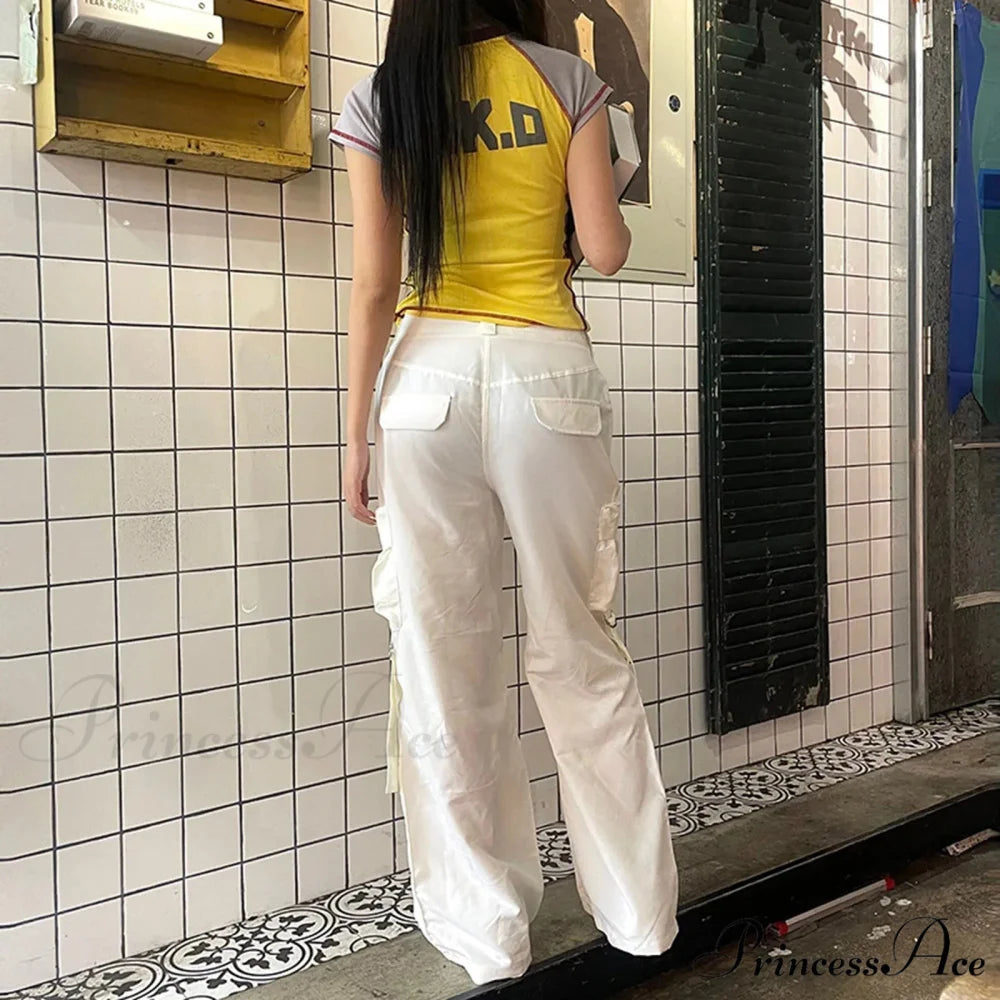 Loose Cargo Cinch Wide Leg Trousers pants-241228