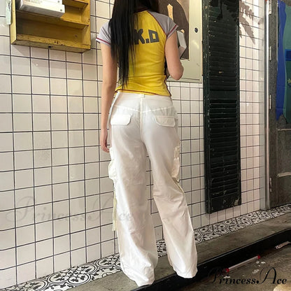 Loose Cargo Cinch Wide Leg Trousers pants-241228