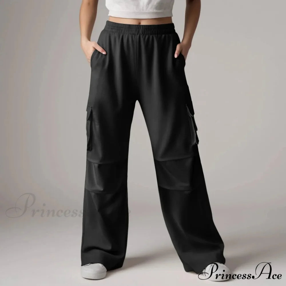 Loose Cargo Sweatpants with Pockets Trousers Black / S pants-241228