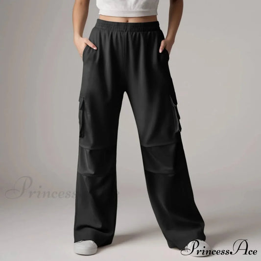 Loose Cargo Sweatpants with Pockets Trousers Black / S pants-241228