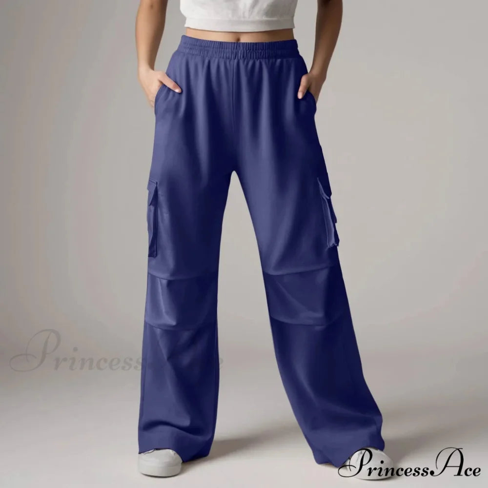 Loose Cargo Sweatpants with Pockets Trousers Blue / S pants-241228