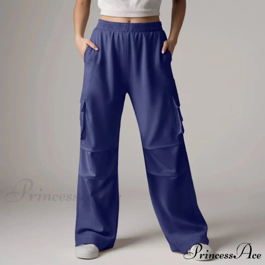 Loose Cargo Sweatpants with Pockets Trousers Blue / S pants-241228
