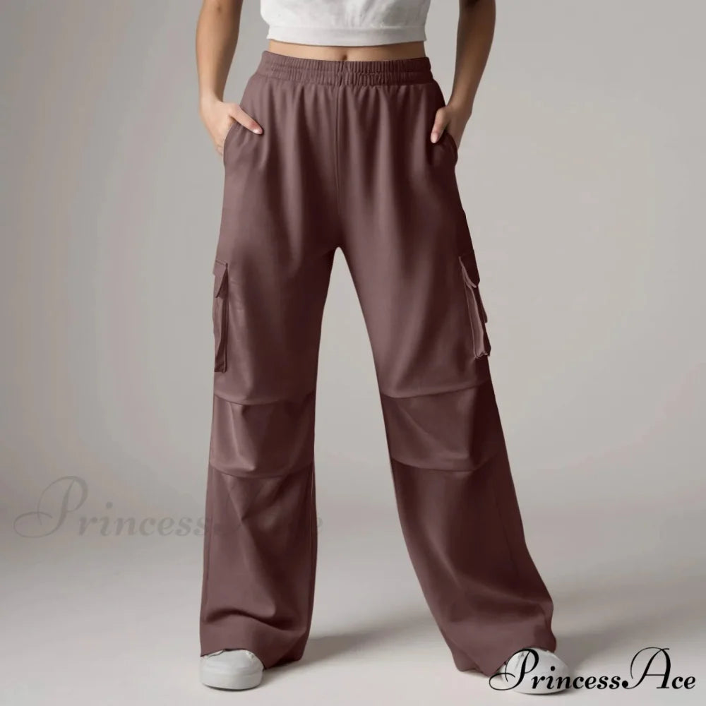 Loose Cargo Sweatpants with Pockets Trousers Brown / S pants-241228