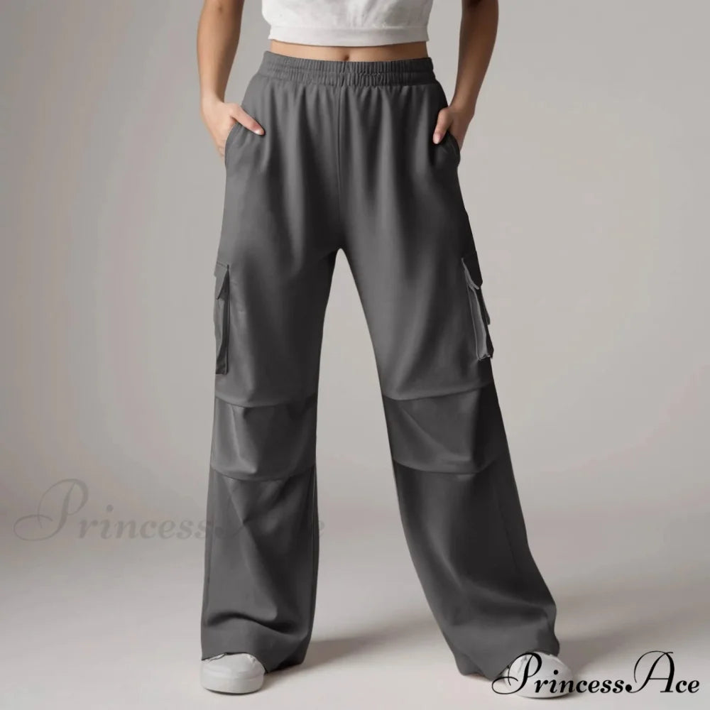 Loose Cargo Sweatpants with Pockets Trousers Dark Gray / S pants-241228