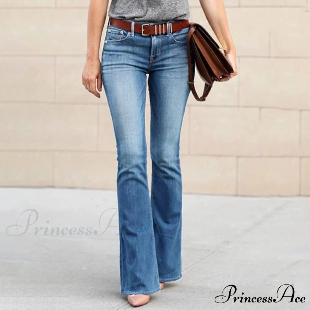 Loose Casual Fashion Plus Size Ladies Denim Trousers light blue / S