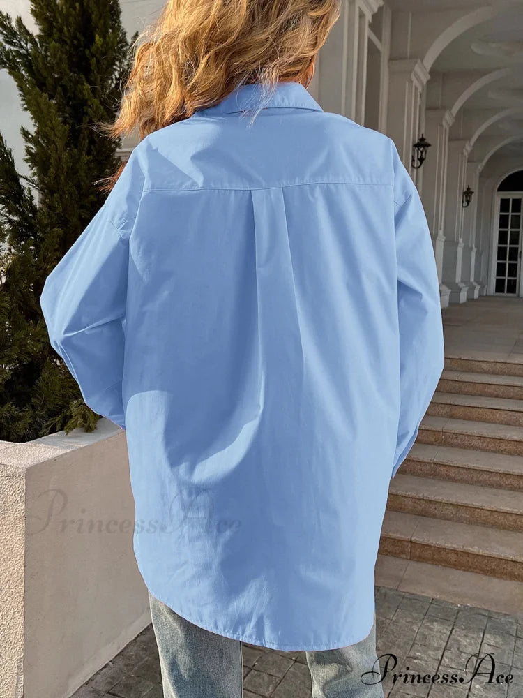 Loose Collared Informal Solid Blouse blouse-250126