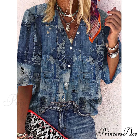Loose Colorful Print Large Size Blouses