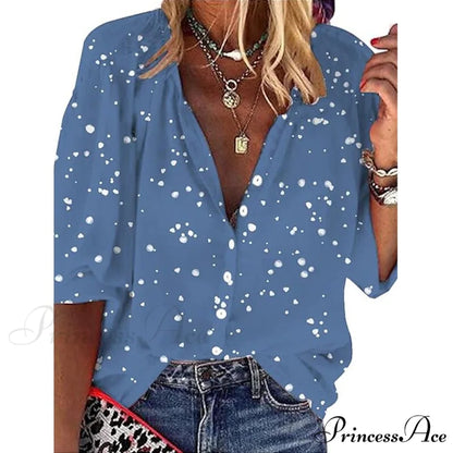 Loose Colorful Print Large Size Blouses 9 / S