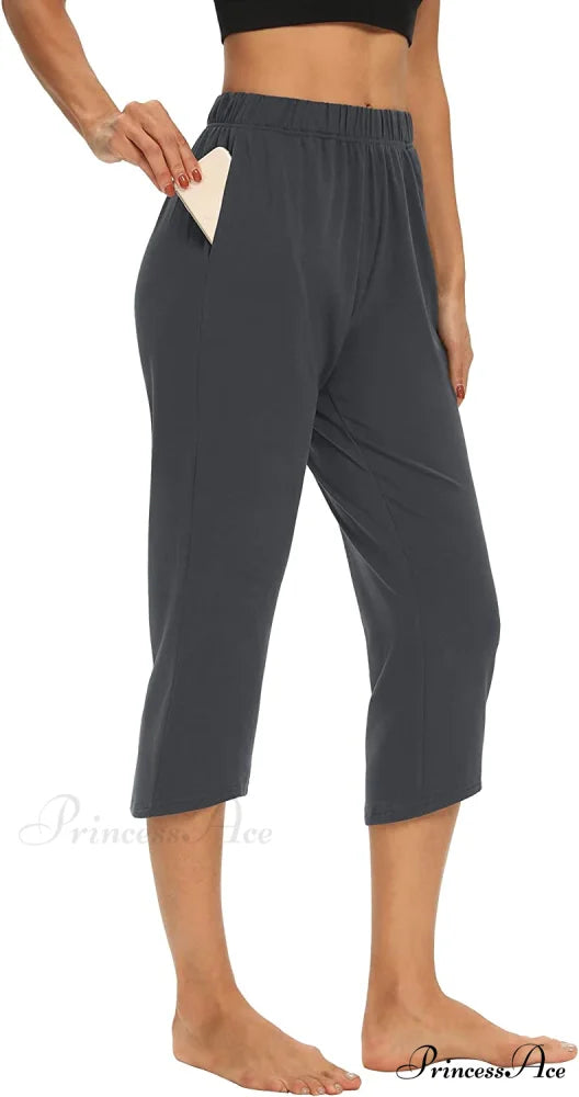 Loose Comfy Yoga Pants Workout Athletic Capri Pants