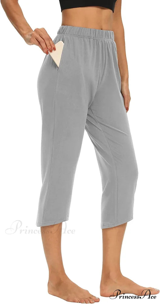Loose Comfy Yoga Pants Workout Athletic Capri Pants