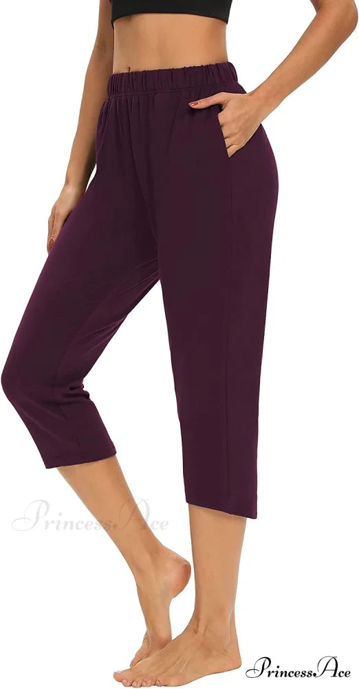 Loose Comfy Yoga Pants Workout Athletic Capri Pants