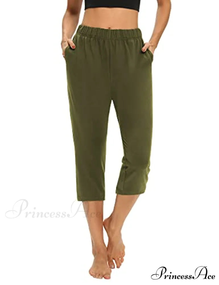 Loose Comfy Yoga Pants Workout Athletic Capri Pants