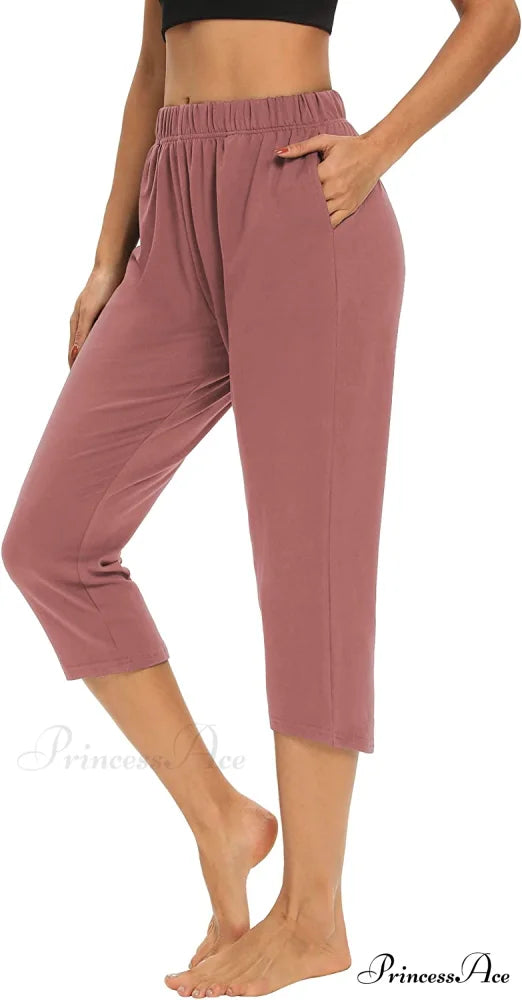Loose Comfy Yoga Pants Workout Athletic Capri Pants